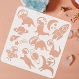 Globleland Large Plastic Reusable Drawing Painting Stencils Templates, for Painting on Scrapbook Fabric Tiles Floor Furniture Wood, Square, Dinosaur Pattern, 300x300mm