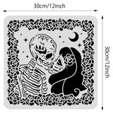Globleland Large Plastic Reusable Drawing Painting Stencils Templates, for Painting on Scrapbook Fabric Tiles Floor Furniture Wood, Square, Skull Pattern, 300x300mm
