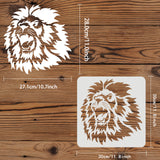 Globleland Large Plastic Reusable Drawing Painting Stencils Templates, for Painting on Scrapbook Fabric Tiles Floor Furniture Wood, Square, Lion Pattern, 300x300mm