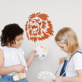Globleland Large Plastic Reusable Drawing Painting Stencils Templates, for Painting on Scrapbook Fabric Tiles Floor Furniture Wood, Square, Lion Pattern, 300x300mm