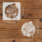 Globleland Large Plastic Reusable Drawing Painting Stencils Templates, for Painting on Scrapbook Fabric Tiles Floor Furniture Wood, Square, Fish Pattern, 300x300mm