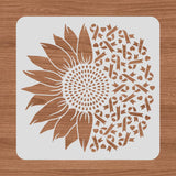 Globleland Large Plastic Reusable Drawing Painting Stencils Templates, for Painting on Scrapbook Fabric Tiles Floor Furniture Wood, Square, Sunflower Pattern, 300x300mm