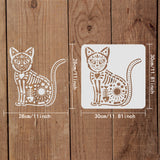 Globleland Large Plastic Reusable Drawing Painting Stencils Templates, for Painting on Scrapbook Fabric Tiles Floor Furniture Wood, Square, Cat Pattern, 300x300mm