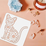 Globleland Large Plastic Reusable Drawing Painting Stencils Templates, for Painting on Scrapbook Fabric Tiles Floor Furniture Wood, Square, Cat Pattern, 300x300mm