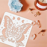 Globleland Large Plastic Reusable Drawing Painting Stencils Templates, for Painting on Scrapbook Fabric Tiles Floor Furniture Wood, Square, Butterfly Pattern, 300x300mm