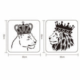 Globleland Plastic Drawing Painting Stencils Templates Sets, for Painting on Scrapbook Canvas Tiles Floor Furniture Painting School Projects, Square with Tree Pattern, Lion Pattern, 30x30cm, 2 patterns/set