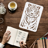 Globleland PET Hollow out Drawing Painting Stencils Sets for Kids Teen Boys Girls, for DIY Scrapbooking, School Projects, Tiger Pattern, 29.7x21cm, 4 sheets/set