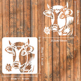 Globleland Large Plastic Reusable Drawing Painting Stencils Templates, for Painting on Scrapbook Fabric Tiles Floor Furniture Wood, Square, Cow Pattern, 300x300mm