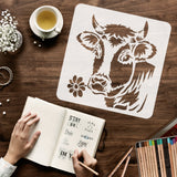 Globleland Large Plastic Reusable Drawing Painting Stencils Templates, for Painting on Scrapbook Fabric Tiles Floor Furniture Wood, Square, Cow Pattern, 300x300mm