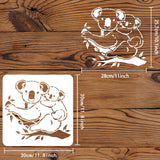 Globleland Large Plastic Reusable Drawing Painting Stencils Templates, for Painting on Scrapbook Fabric Tiles Floor Furniture Wood, Square, Koala Pattern, 300x300mm