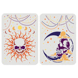 Globleland Plastic Reusable Drawing Painting Stencils Templates, for Painting on Fabric Tiles Floor Furniture Wood, Skull Pattern, 29.7x21cm, 2pcs/set