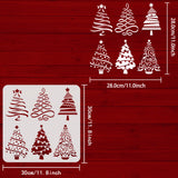 Globleland Large Plastic Reusable Drawing Painting Stencils Templates, for Painting on Scrapbook Fabric Tiles Floor Furniture Wood, Square, Christmas Tree Pattern, 300x300mm