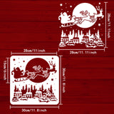 Globleland Large Plastic Reusable Drawing Painting Stencils Templates, for Painting on Scrapbook Fabric Tiles Floor Furniture Wood, Square, Christmas Themed Pattern, 300x300mm