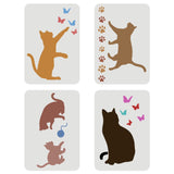 Globleland PET Hollow out Drawing Painting Stencils Sets for Kids Teen Boys Girls, for DIY Scrapbooking, School Projects, Cat Pattern, 29.7x21cm, 4 sheets/set
