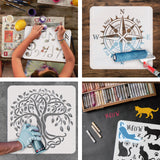 Globleland PET Hollow out Drawing Painting Stencils Sets for Kids Teen Boys Girls, for DIY Scrapbooking, School Projects, Tree Pattern, 29.7x21cm, 4 sheets/set