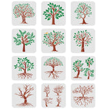 Globleland PET Hollow out Drawing Painting Stencils Sets for Kids Teen Boys Girls, for DIY Scrapbooking, School Projects, Tree Pattern, 29.7x21cm, 4 sheets/set