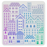 Globleland Large Plastic Reusable Drawing Painting Stencils Templates, for Painting on Scrapbook Fabric Tiles Floor Furniture Wood, Square, House Pattern, 300x300mm