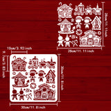 Globleland Large Plastic Reusable Drawing Painting Stencils Templates, for Painting on Scrapbook Fabric Tiles Floor Furniture Wood, Square, Gingerbread Man Pattern, 300x300mm