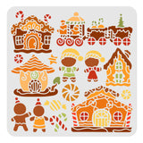 Globleland Large Plastic Reusable Drawing Painting Stencils Templates, for Painting on Scrapbook Fabric Tiles Floor Furniture Wood, Square, Gingerbread Man Pattern, 300x300mm