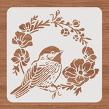 Globleland Large Plastic Reusable Drawing Painting Stencils Templates, for Painting on Scrapbook Fabric Tiles Floor Furniture Wood, Square, Bird Pattern, 300x300mm