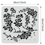 Globleland Large Plastic Reusable Drawing Painting Stencils Templates, for Painting on Scrapbook Fabric Tiles Floor Furniture Wood, Square, Sakura Pattern, 300x300mm