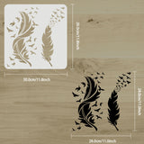 Globleland Large Plastic Reusable Drawing Painting Stencils Templates, for Painting on Scrapbook Fabric Tiles Floor Furniture Wood, Square, Feather Pattern, 300x300mm