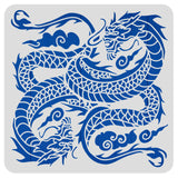 Globleland Large Plastic Reusable Drawing Painting Stencils Templates, for Painting on Scrapbook Fabric Tiles Floor Furniture Wood, Square, Dragon Pattern, 300x300mm