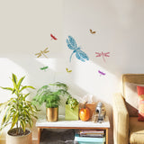 Globleland Large Plastic Reusable Drawing Painting Stencils Templates, for Painting on Scrapbook Fabric Tiles Floor Furniture Wood, Square, Dragonfly Pattern, 300x300mm