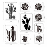 Globleland PET Hollow out Drawing Painting Stencils Sets, for Painting on Scrapbook Canvas Tiles Floor Furniture Painting School Projects, Cactus Pattern, 15~30x30cm, 9 sheets/set