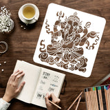Globleland Large Plastic Reusable Drawing Painting Stencils Templates, for Painting on Scrapbook Fabric Tiles Floor Furniture Wood, Square, Ganesha Pattern, 300x300mm