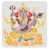 Globleland Large Plastic Reusable Drawing Painting Stencils Templates, for Painting on Scrapbook Fabric Tiles Floor Furniture Wood, Square, Ganesha Pattern, 300x300mm