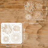 Globleland Large Plastic Reusable Drawing Painting Stencils Templates, for Painting on Scrapbook Fabric Tiles Floor Furniture Wood, Square, Fireworks Pattern, 300x300mm