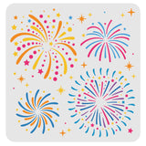 Globleland Large Plastic Reusable Drawing Painting Stencils Templates, for Painting on Scrapbook Fabric Tiles Floor Furniture Wood, Square, Fireworks Pattern, 300x300mm