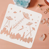 Globleland Large Plastic Reusable Drawing Painting Stencils Templates, for Painting on Scrapbook Fabric Tiles Floor Furniture Wood, Square, Ship Pattern, 300x300mm