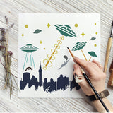 Globleland Large Plastic Reusable Drawing Painting Stencils Templates, for Painting on Scrapbook Fabric Tiles Floor Furniture Wood, Square, Ship Pattern, 300x300mm
