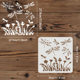 Globleland Large Plastic Reusable Drawing Painting Stencils Templates, for Painting on Scrapbook Fabric Tiles Floor Furniture Wood, Square, Flower Pattern, 300x300mm