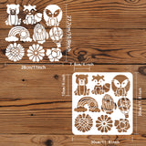 Globleland Large Plastic Reusable Drawing Painting Stencils Templates, for Painting on Scrapbook Fabric Tiles Floor Furniture Wood, Square, Plant & Animal Pattern, 300x300mm