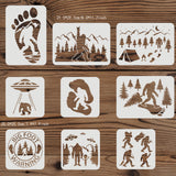 Globleland PET Hollow out Drawing Painting Stencils Sets, for Painting on Scrapbook Canvas Tiles Floor Furniture Painting School Projects, Animal Pattern, 15~30x30cm, 9 sheets/set