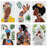 Globleland PET Plastic Drawing Painting Stencils Templates Sets, African Tribe Pattern, 29.7x21cm, 6 sheets/set