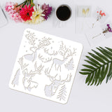 Globleland 4Pcs 4 Styles Plastic Painting Stencils Sets, Reusable Drawing Stencils, for Painting on Scrapbook Fabric Tiles Floor Furniture Wood, Elk in Forest, White, Deer Pattern, 30x30cm, 1pc/style