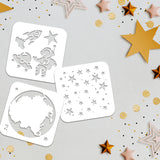 Globleland 6Pcs 6 Styles Plastic Painting Stencils Sets, Reusable Drawing Stencils, for Painting on Scrapbook Fabric Tiles Floor Furniture Wood, White, Universe Themed Pattern, 15x15cm, 1pc/style