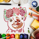 Globleland Plastic Reusable Drawing Painting Stencils Templates, for Painting on Scrapbook Fabric Tiles Floor Furniture Wood, Square, Pig Pattern, 300x300mm