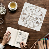 Globleland Plastic Reusable Drawing Painting Stencils Templates, for Painting on Scrapbook Fabric Tiles Floor Furniture Wood, Square, Clock Pattern, 300x300mm