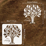 Globleland Plastic Reusable Drawing Painting Stencils Templates, for Painting on Scrapbook Fabric Tiles Floor Furniture Wood, Square, Tree Pattern, 300x300mm
