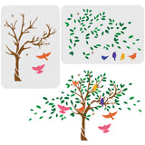 Globleland Plastic Reusable Drawing Painting Stencils Templates, for Painting on Fabric Tiles Floor Furniture Wood, Tree Pattern, 29.7x21cm, 2pcs/set