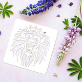 Globleland Plastic Reusable Drawing Painting Stencils Templates, for Painting on Scrapbook Fabric Tiles Floor Furniture Wood, Square, Lion Pattern, 300x300mm