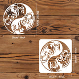 Globleland Plastic Reusable Drawing Painting Stencils Templates, for Painting on Scrapbook Fabric Tiles Floor Furniture Wood, Square, Dragon Pattern, 300x300mm