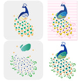 Globleland 2Pcs 2 Styles Plastic Painting Stencils Sets, Reusable Drawing Stencils, for Painting on Scrapbook Fabric Tiles Floor Furniture Wood, White, Peacock Pattern, 15x15cm, 1pc/style
