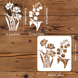 Globleland Plastic Reusable Drawing Painting Stencils Templates, for Painting on Scrapbook Fabric Tiles Floor Furniture Wood, Square, Flower Pattern, 300x300mm