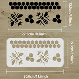 Globleland Plastic Painting Stencils Sets, Reusable Drawing Stencils, for Painting on Scrapbook Fabric Tiles Floor Furniture Wood, White, Bees Pattern, 30x15cm